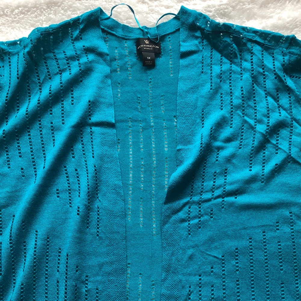 Worthington Teal Open-Front Blouse